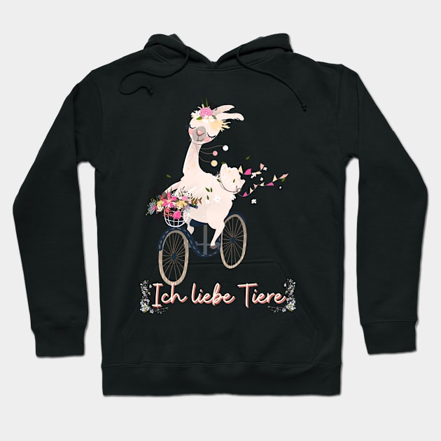 Alpaka Fahrrad Liebe Tiere Prinzessin Blumen Süß.png Hoodie by Maggini Art